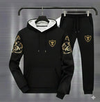 Men Royal Crest Hoodie Track Suit Brown Black Fleece