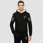 Men Royal Crest Hoodie Track Suit Brown Black Fleece