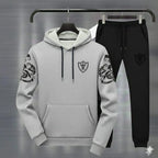 Men Royal Crest Hoodie Track Suit Brown Black Fleece