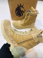 Men's Beige SWAT Knee High Boots Synthetic Leather All Season